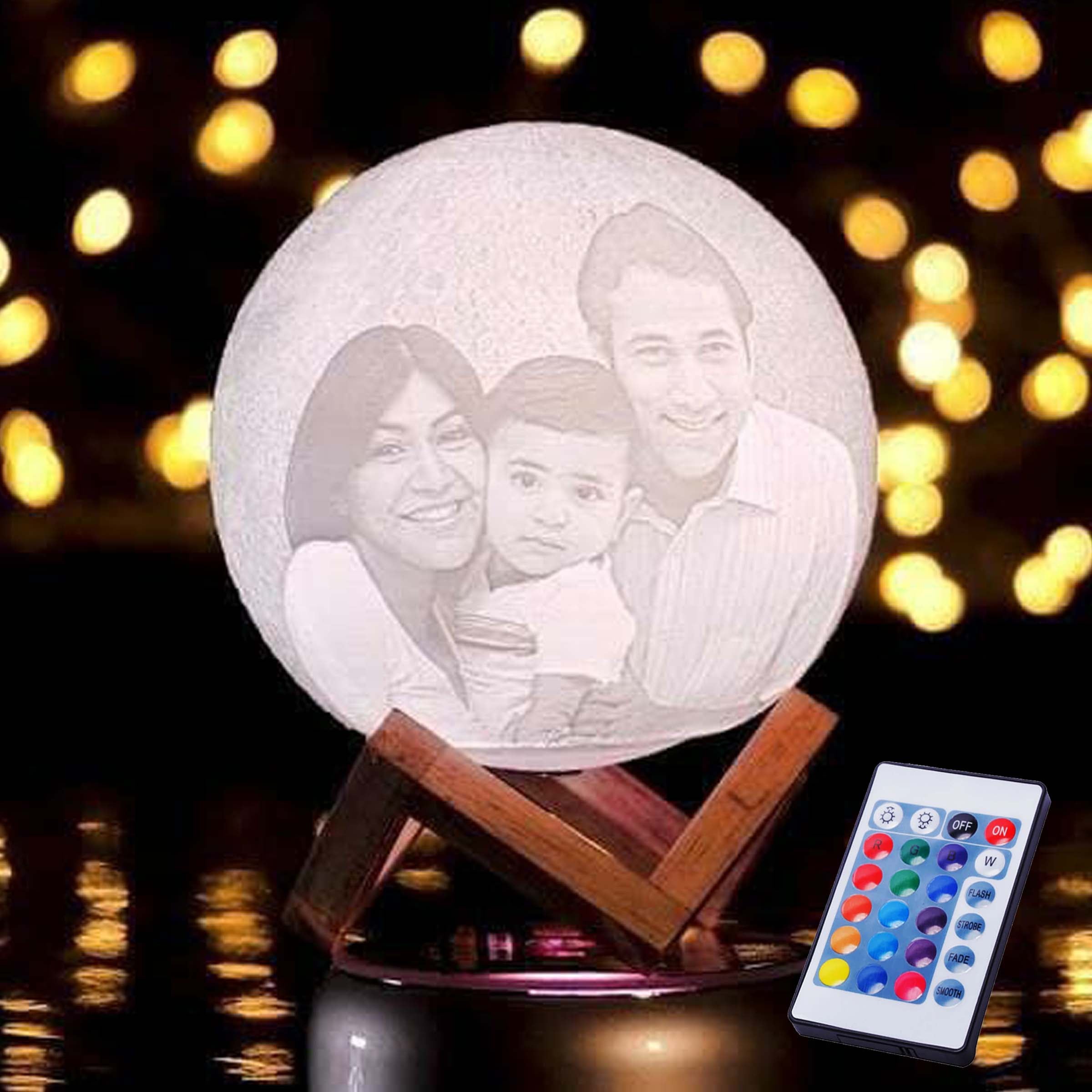Moon lamp with photo and text outlet