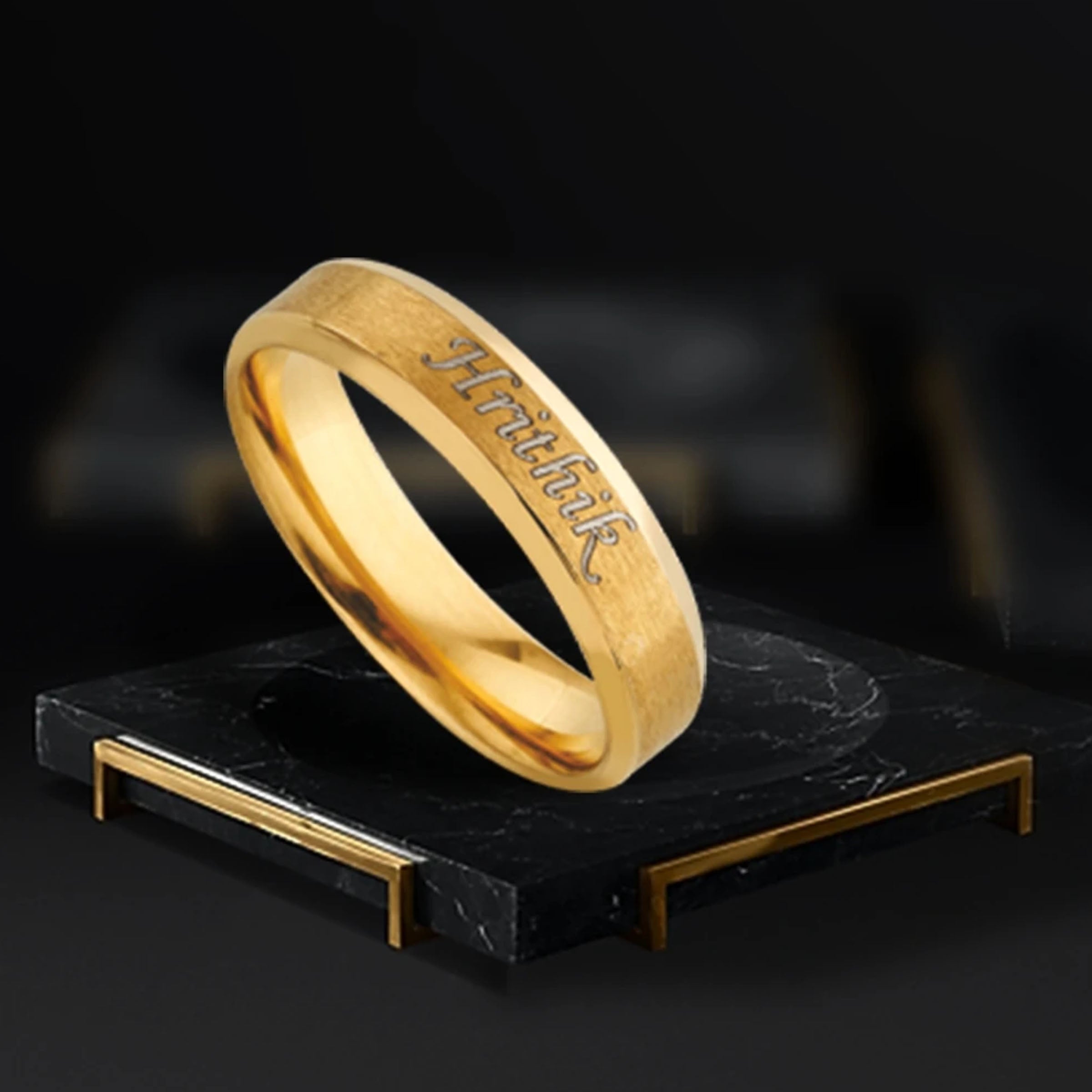 18K Gold Plated Personalised Name Engraved Ring – Custom Jewellery Australia