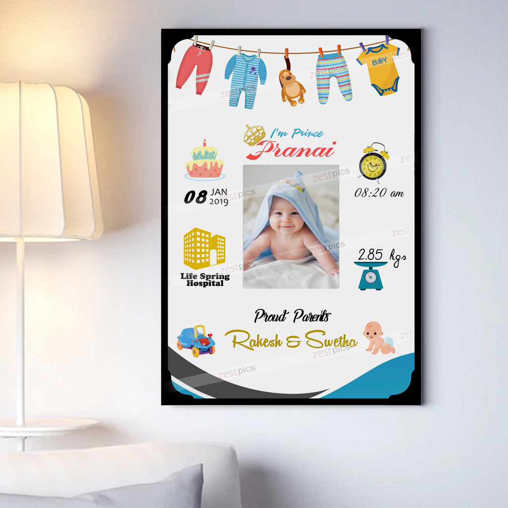 Gift to NewBorn, Personalised Baby Birth Frame - Newborn Baby Gifts | Zestpics