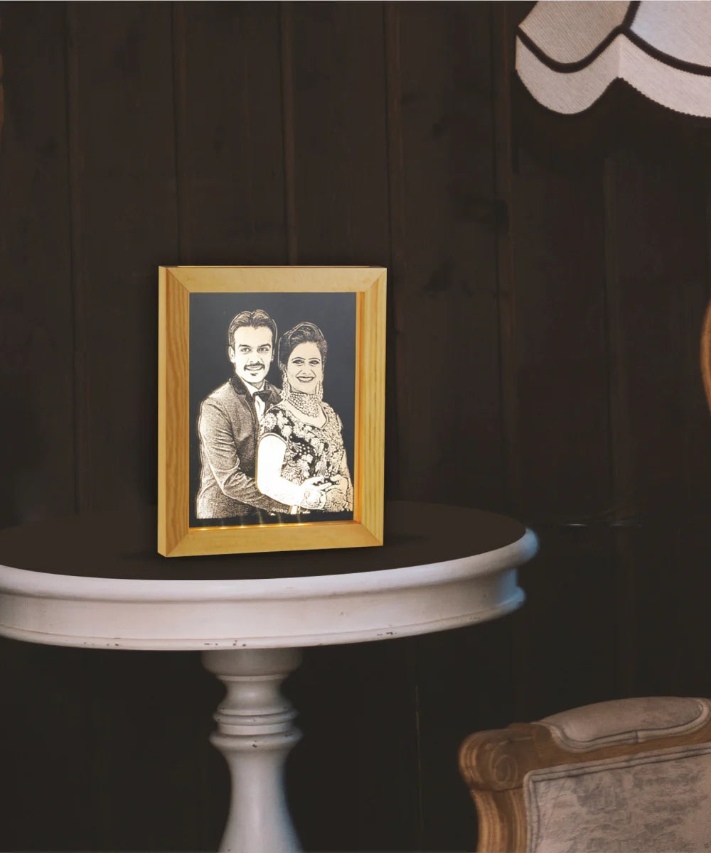 Marriage Gifts | Photo Led Frame | Laser Engraved LED Frame | Zestpics