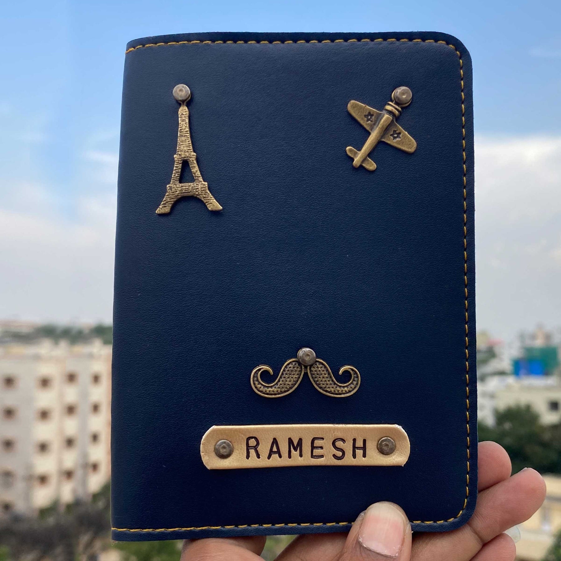 The Bling Stores Personalized Custom Couple Passport Cover Genuine PU Leather Passport Cover Combo/Couple Combo Set of Passport Cover/Name Crafted
