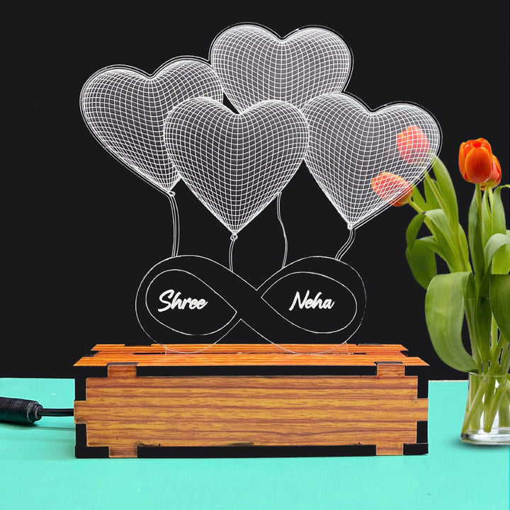 Personalised Infinity Heart LED with Couple Names & Date, Anniversary Gifts | Zestpics