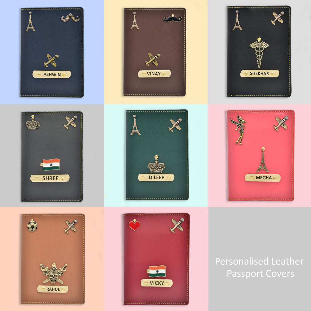 Cute Personalised Passport Cover with Names Unique Engraved