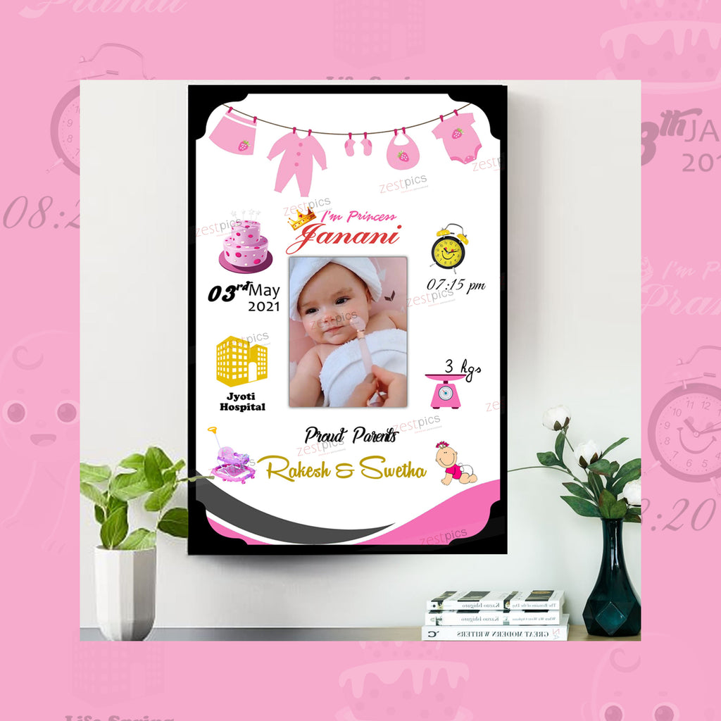 Gift to NewBorn, Personalised Baby Birth Frame - Newborn Baby Gifts | Zestpics