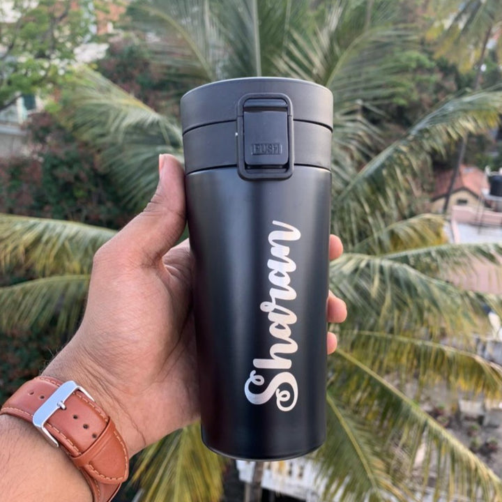 Travel Mug,  Personalised Travel Mugs, Black Mug, Coffee Mug with Lid | Zestpics