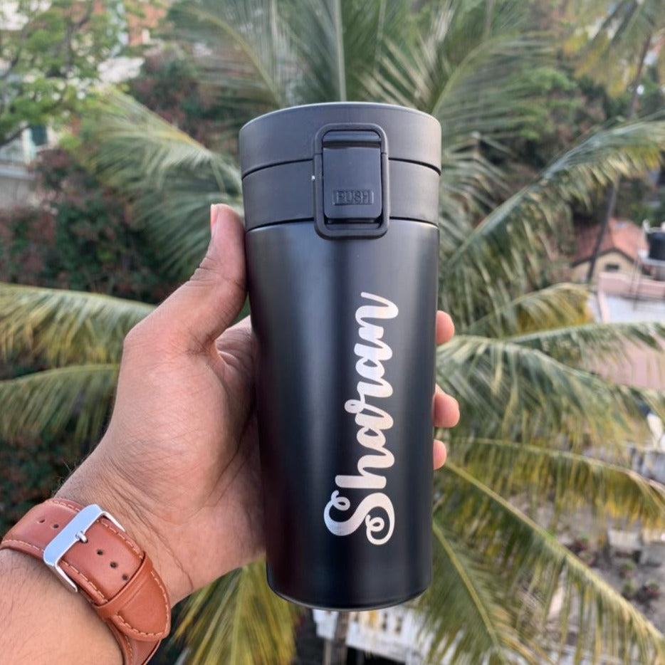 Travel Mug,  Personalised Travel Mugs, Black Mug, Coffee Mug with Lid | Zestpics