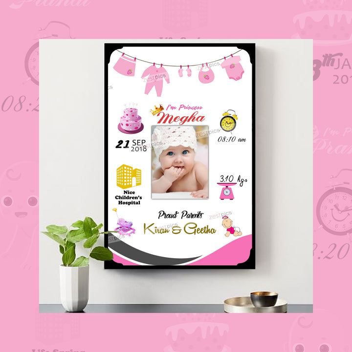 Gift to NewBorn, Personalised Baby Birth Frame - Newborn Baby Gifts | Zestpics