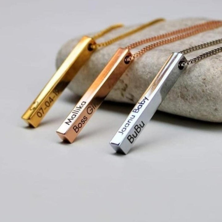 Bar Pendant | Buy Bar Pendant Necklace with Name online at Zestpics