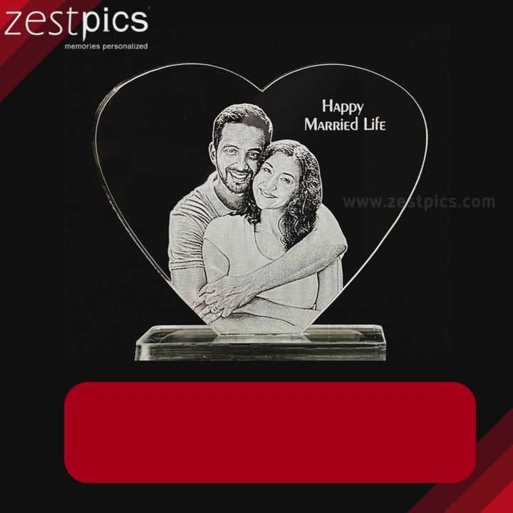 Personalized Photo Heart Engraved Crystals for Anniversary, Wedding Gifts