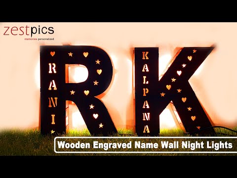 Name in Lights, Personalized Custom Wooden Engraved Name Wall Night Lights | Zestpics