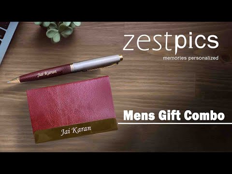 Mens Gift Set | Leather Mens Card Holder, Pen, Keychain | Zestpics