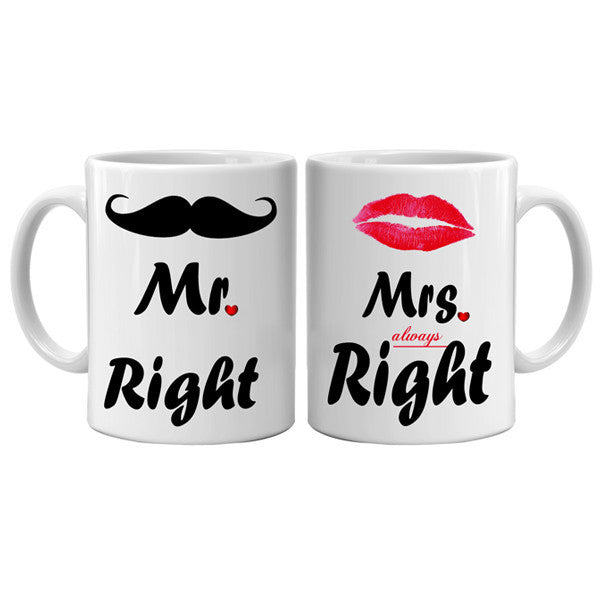 Mr Right & Mrs always Right Couple Mug, Buy Anniversary Gifts Online, Valentine Gifts