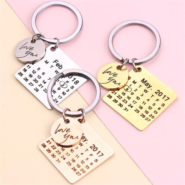 Buy/ Send Personalized Anniversary/Birthday Calendar Date Keychain India | Zestpics