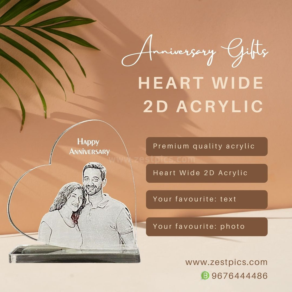 Anniversary Gifts for Couples - Heart Wide 2D Acrylic