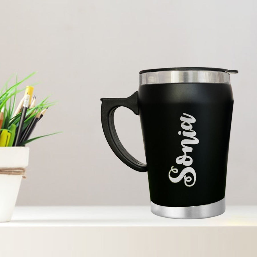 Travel Mug,  Personalised Travel Mugs, Black Mug, Coffee Mug with Lid | Zestpics